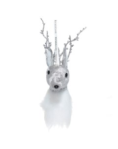 Игрушка елочная 22 см полиэстер серая Олень с блестящими рогами Figure Christmas Fuzz Kuchenland