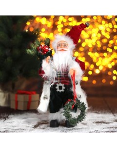 Новогодняя фигурка Дед Мороз в шубке с новогодним венком 5036020 1 шт Зимнее волшебство