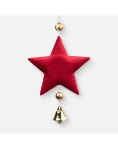 Новогоднее украшение красная звезда с колокольчиком подвесное Феникс-презент