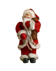 Новогодняя фигурка Дед Мороз в красной шубке с бревнышком 10x15x29 см Зимнее волшебство