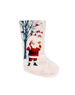 Носок для подарков Дед Мороз в лесу 26х40 см белый Зимнее волшебство