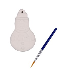 Елочная игрушка Снеговик под раскраску с подвесом кисть 1 шт белый Кнр