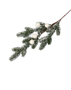 Декоративное украшение Зимние мечты веточка с белыми шариками 50 см Зимнее волшебство
