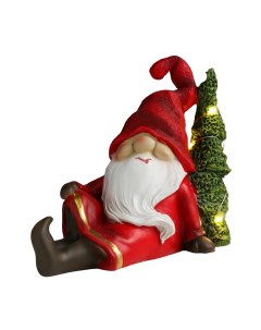 Сувенирная фигурка Дед Мороз в красном наряде сидит у елочки 14х7х18 см Кнр