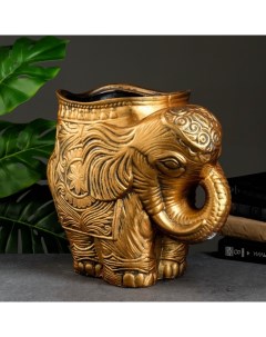 Цветочное кашпо Слон средний 3893335 6 л золотистый Хорошие сувениры