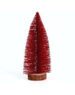 Искусственная елка В красном цвете с блестками 8х8х20 см Кнр