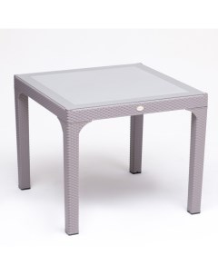 Стол для дачи обеденный Ротанг 7712028 серый 90х90х74 см Шафран