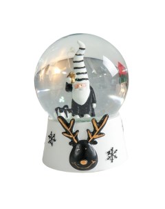 Снежный шар Дед Мороз в полосатом колпаке полистоун музыкальный 11 5х11 5х14 см Кнр