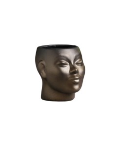 Фигурное кашпо Голова девушки черно золотое 16х14х16см Хорошие сувениры