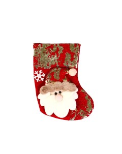 Носок для подарков новогодний Дед Мороз Поталь 11х16 см красный Зимнее волшебство
