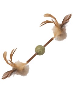 Игрушка для кошек Natural Шарик с перьями из мататаби 12 см коричневая Триол