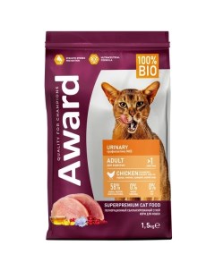 Сухой корм для кошек для профилактики мочекаменной болезни с курицей 1 5 кг Award