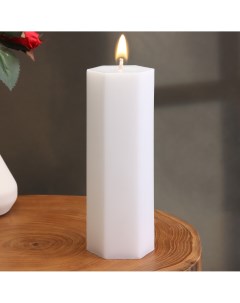 Свеча призма гладкая 5 5х15 см белая Nobrand