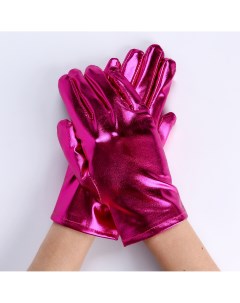 Карнавальный аксессуар перчатки цвет фуксия металлик искусственная кожа Страна карнавалия