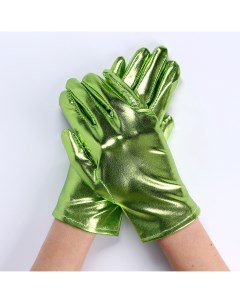 Карнавальный аксессуар перчатки цвет зеленый металлик искусственная кожа Страна карнавалия