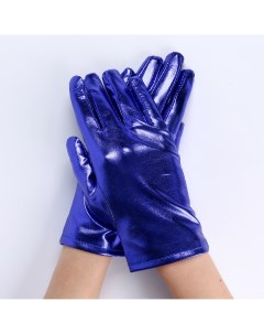 Карнавальный аксессуар перчатки цвет синий металлик искусственная кожа Страна карнавалия