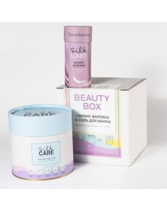 Набор 5 Classic Delicate Соль для ванны Сакского озера и варежка для пилинга из шелка Silk care