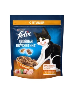 Двойная Вкуснятина сухой корм для взрослых кошек для взрослых кошек с птицей 200 г Felix
