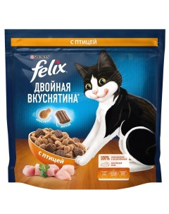 Двойная Вкуснятина сухой корм для взрослых кошек для взрослых кошек с птицей 1 3 кг Felix