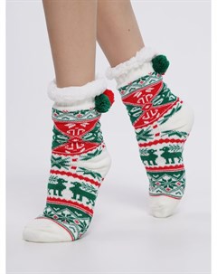 Теплые новогодние носки с нескользящей подошвой Твое