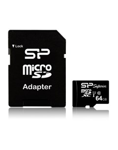 Карта памяти 64Gb microSDXC Superior Class 10 UHS I U3 адаптер Silicon power