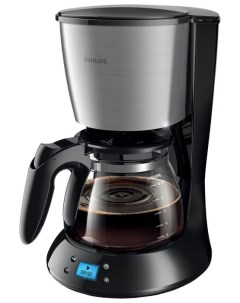 Кофеварка капельная Daily Collection HD7459 1 кВт кофе молотый 1 2 л 1 2 л дисплей черный серебристы Philips