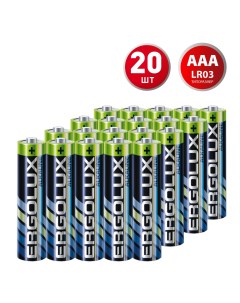 Батарейка Alkaline LR03 BL 2 ААА мизинчиковая LR03 1 5 В 20 шт Ergolux