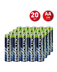 Батарейка Alkaline АА пальчиковая LR6 1,5 В (20 шт.) (LR6 BL-2) Ergolux