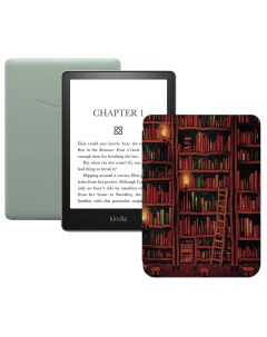 Электронная книга Kindle PaperWhite 2021 16Gb SO Agave Green с обложкой Library Amazon