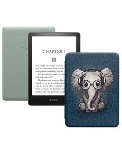 Электронная книга Kindle PaperWhite 2021 16Gb SO Agave Green с обложкой Elephant Amazon