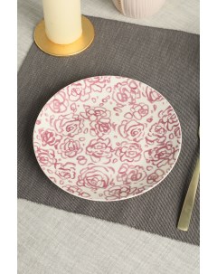 Тарелка десертная 20 см белый розовый фарфор 7269951 Coincasa