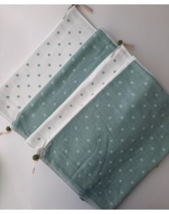 Комплект полотенец зеленые с белым в горошек хлопок 35х75 см 4 шт Униратов текс