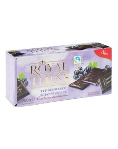 Шоколад Royal Thins темный с начинкой черная смородина 200 г Halloren