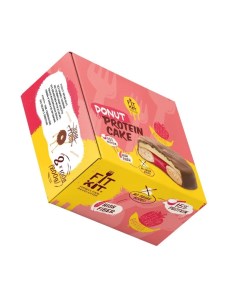 Печенье протеиновое Donut Protein Cake клубника банан коробка 8 шт х 100 г Fit kit