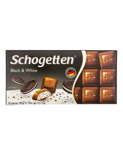 Шоколад Black White молочный с кремом и кусочками печенья с какао 100 г Schogetten