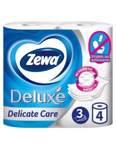 Туалетная бумага Deluxe Белая 3 слоя 4 рулона Zewa