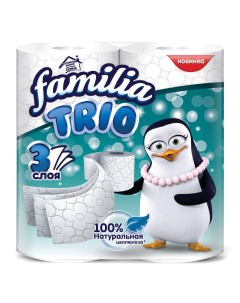Туалетная бумага Trio трехслойная 4 шт Familia