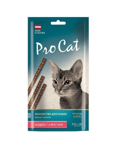 Лакомство для кошек Лакомые палочки с индейкой и ягненком 13 5 см 3 шт х 5 г 15 г Pro cat