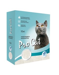 Наполнитель для кошачьего туалета Regular комкующийся экстра белой глины 10кг Pro cat