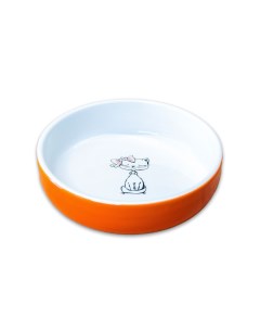 Миска для кошек керамическая Кошка с бантиком оранжевая 370мл Керамикарт