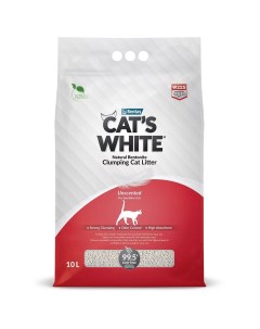 Наполнитель для кошачьего туалета Natural комкующийся без ароматизатора 10л Cat's white
