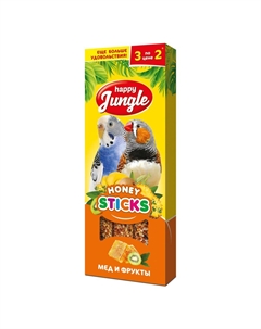 Палочки для птиц мед+фрукты 3шт Happy jungle