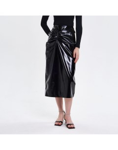 Чёрная лакированная юбка с драпировкой Asur