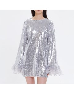 Серебряное платье с перьями и пайетками D4soul