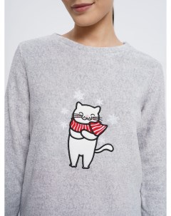 Зимняя новогодняя пижама с котиком и снежинками Твое
