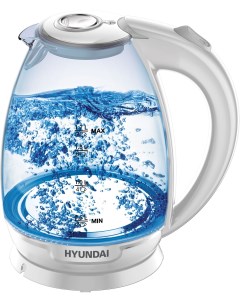 Чайник HYK G2409 1 7л 2 2 кВт пластик стекло белый серебристый Hyundai