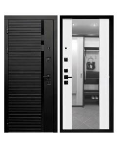 Дверь входная Палермо левая черный кварц ясень белый софт с зеркалом 860х2050 мм Дверной континент
