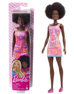 Афро кукла в розовом летнем платье Barbie