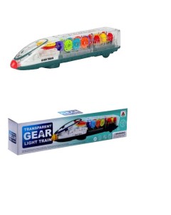 Светящийся прозрачный скоростной поезд с шестеренками и звуком Gear Train Интерактивный Nobrand