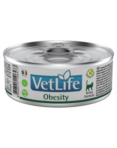 Влажный корм для кошек Vet Life Cat Obesity при ожирении 12x85 г Farmina